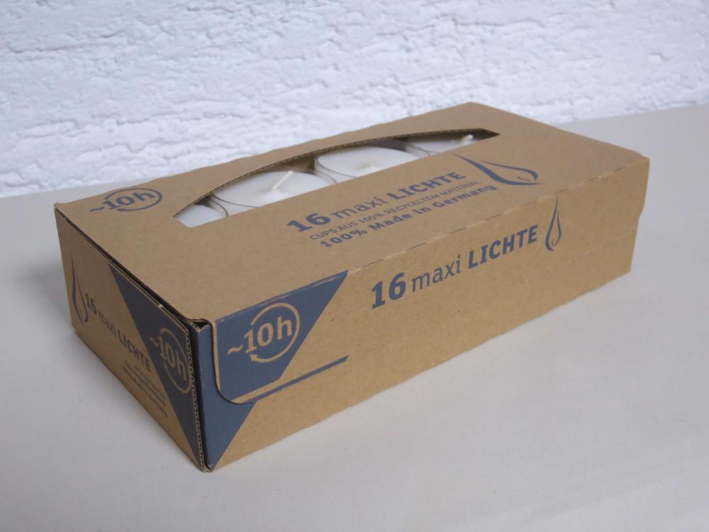 Teelicht MAXI lights, Fb. weiss / natur, Brenndauer 10 Std., Kerzen WenzelTeelicht MAXI lights, Fb. weiss, Brenndauer 10 Std., Kerzen Wenzel