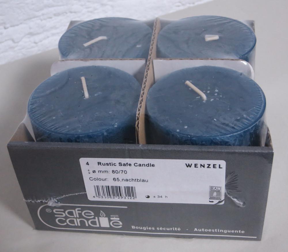 Kerze Rustic Sophia Farbe nachtblau, Größe 80/70, 1 Packung - 4 Stück, Kerzen Wenzel