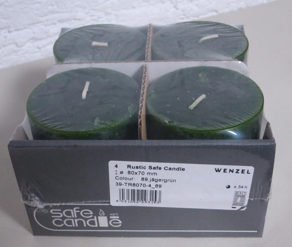 Kerze Rustic Sophia Farbe jägergrün, Größe 80/70, 1 Packung - 4 Stück, Kerzen Wenzel