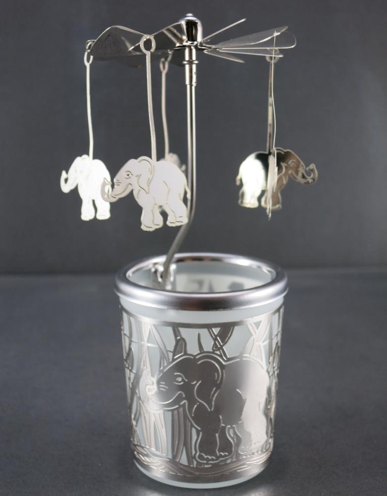 Glas Karussell Happy Elefant