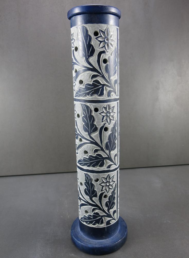 Räucherturm "Atasi" Speckstein, Farbe blau, Höhe ca. 28 cm