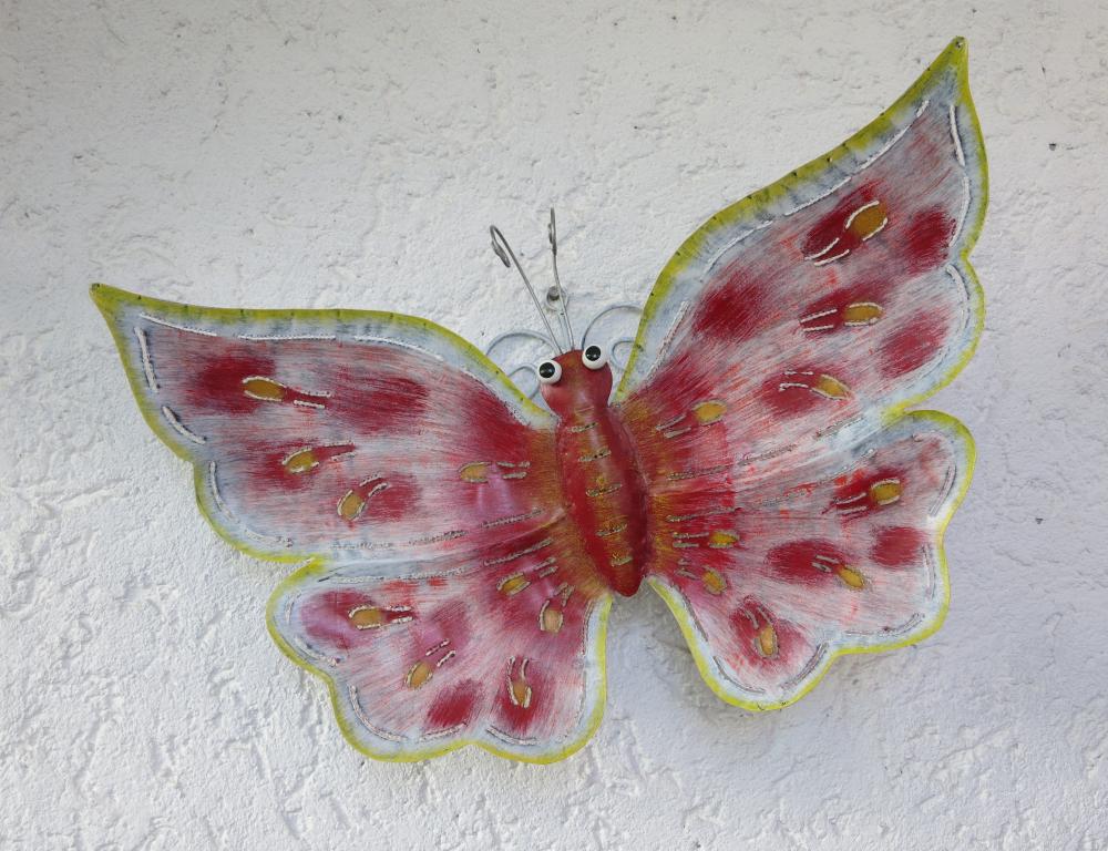 Wanddekoration Schmetterling, rot-gelb, 5096, Medusa Metallfigur