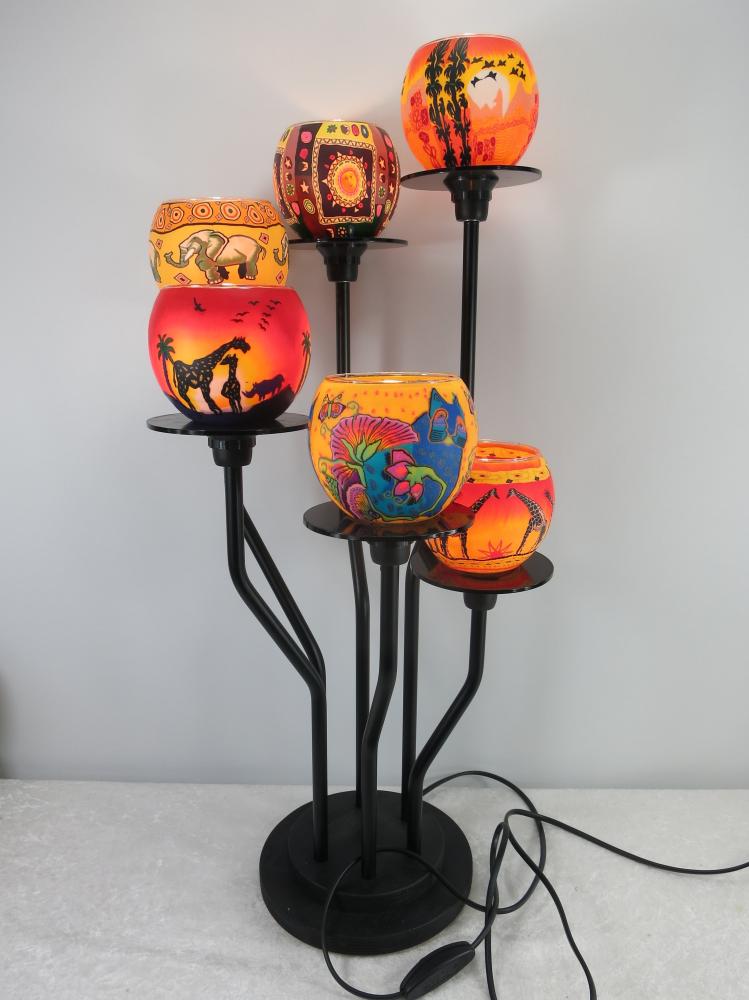Lampe Leuchtglas Standleuchter Savanne, 6armig