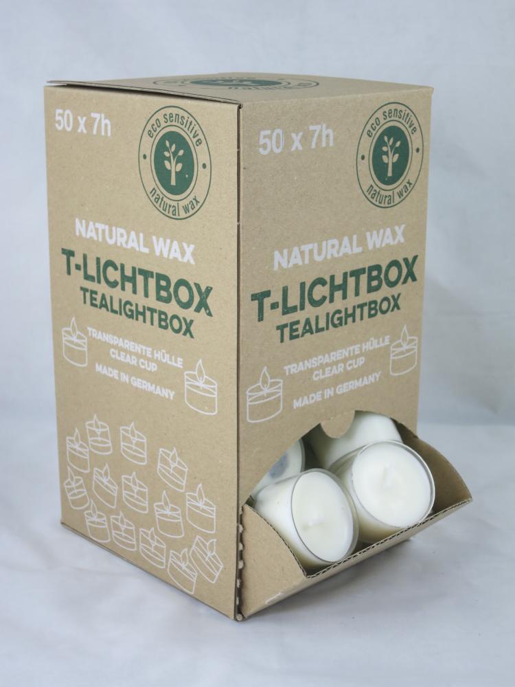Teelichter Box Nature Lights Rapswachs, 50 Stück, Brenndauer 7 Std., Wenzel