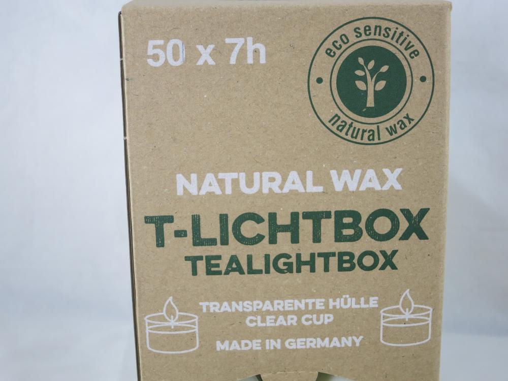 Teelichter Box Nature Lights Rapswachs, 50 Stück, Brenndauer 7 Std., Wenzel