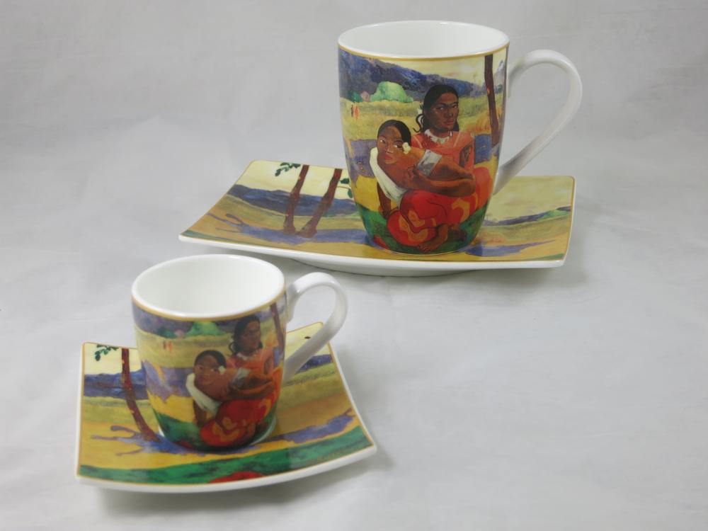 Tassenset NAFEA, WANN HEITRATEST DU? Paul Gauguin, Goebel Porzellan