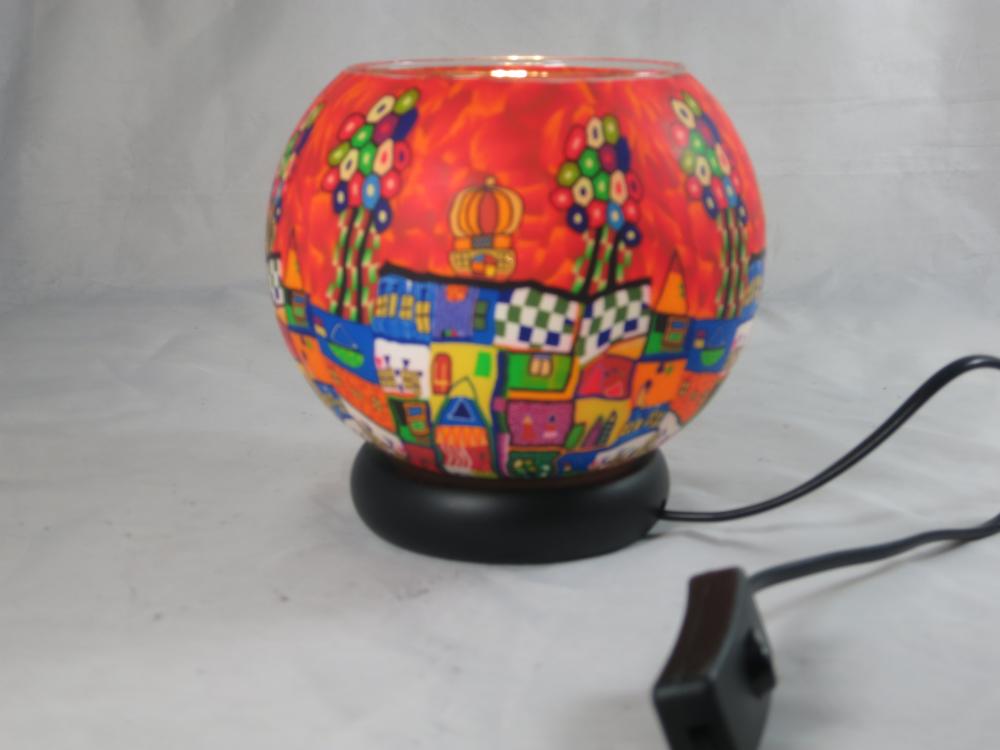 Lampe, Leuchtglas elektrisch, LED, X Large Nr. 290, Künstlermotiv rot