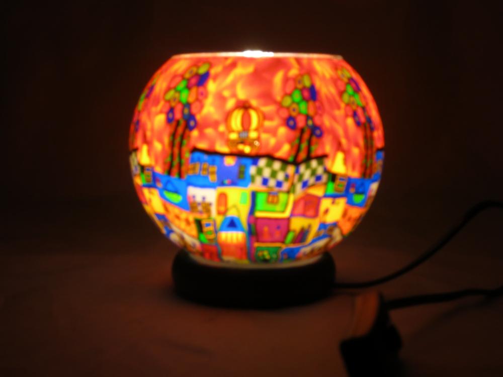 Lampe, Leuchtglas elektrisch, LED, X Large Nr. 290, Künstlermotiv rot