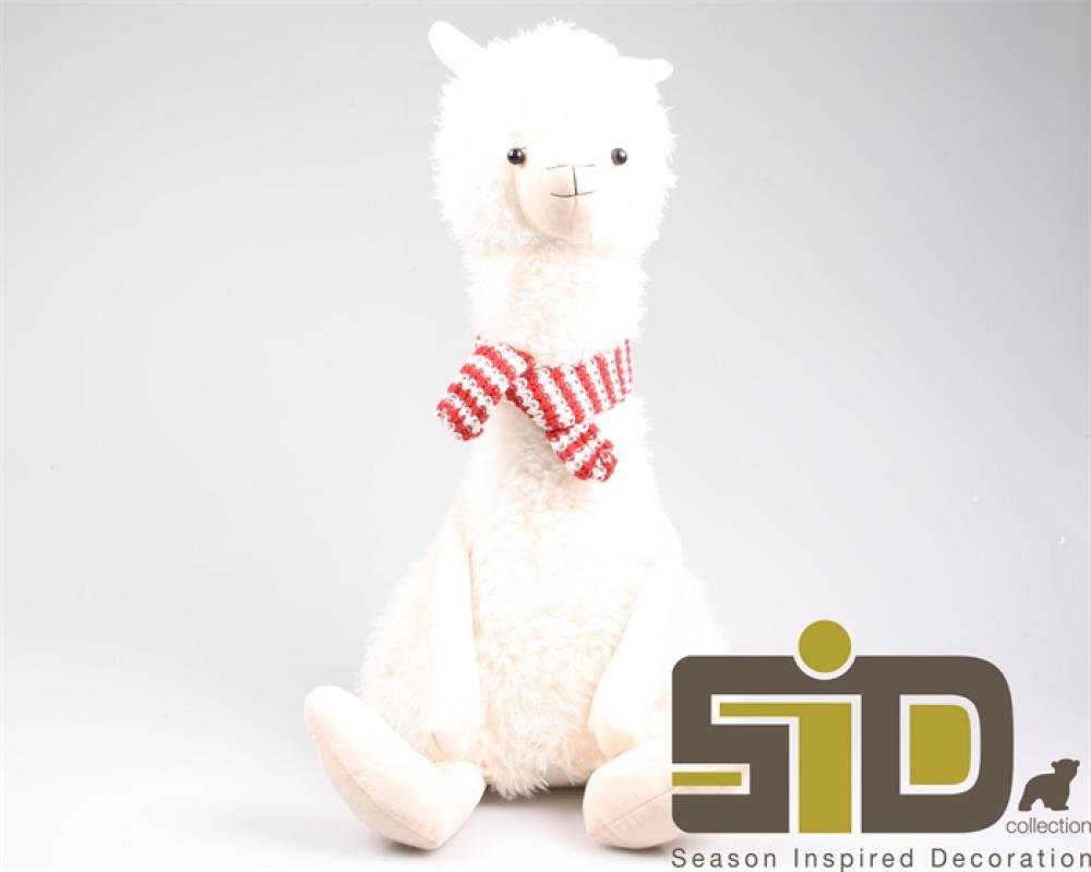 Deko Alpaka Fuzzy sitzend, Farbe weiß, Höhe 52 cm, 1003W