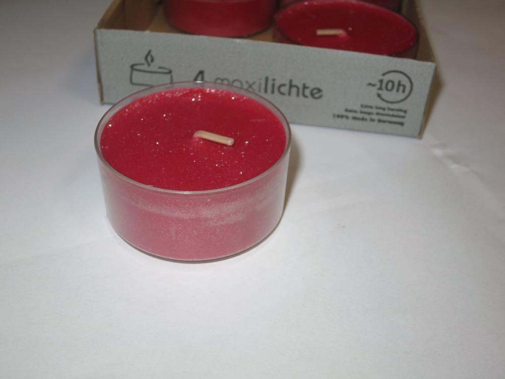 Teelicht MAXI lights 4, Fb. rubin, Brenndauer 6-7 Std, Sonderedition, Kerzen Wenzel